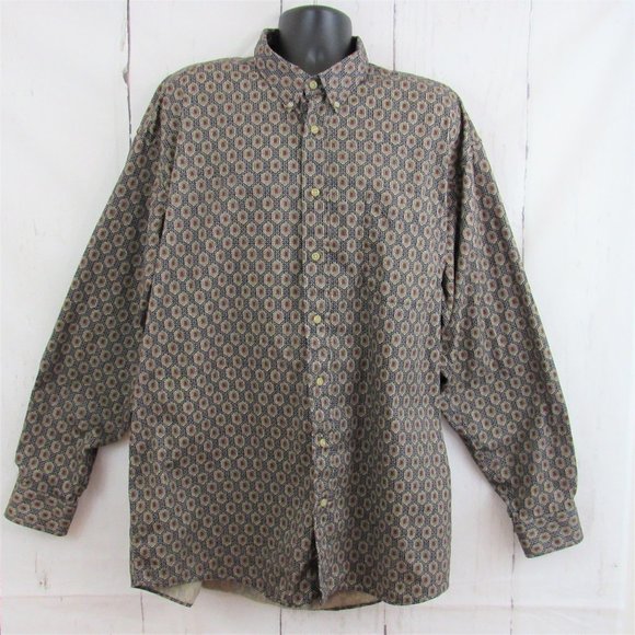 Vtg Natural Issue by Feldini Men's Long Sleeve Button Up Shirt Geometric Print - Picture 1 of 5